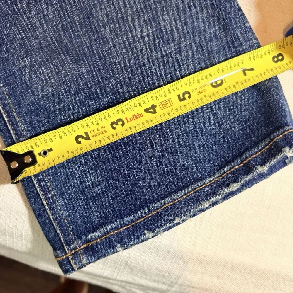 Seven 7 Jeans Mens 36 x 32 Blue Denim Slim Straight Leg Dark Wash Retro Belt